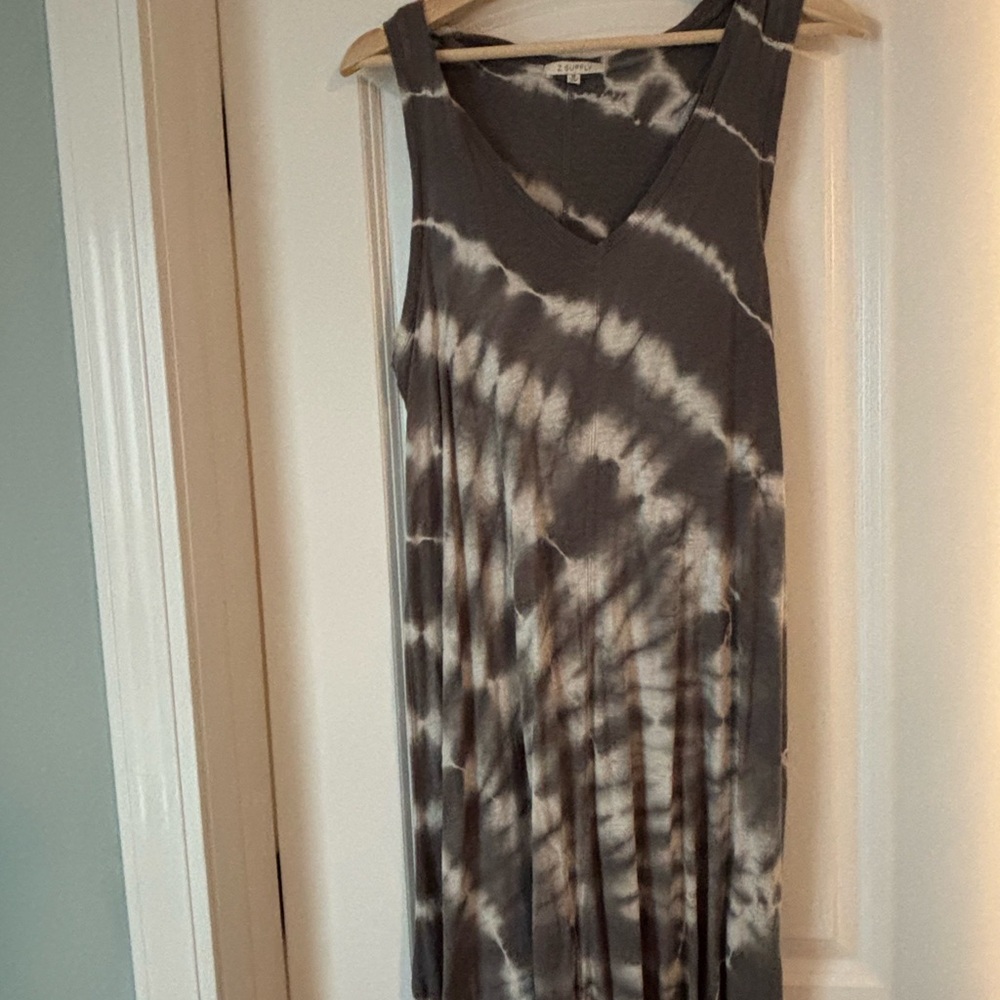 Z Supply Charcoal and Cream Tie-Dye Maxi Dress